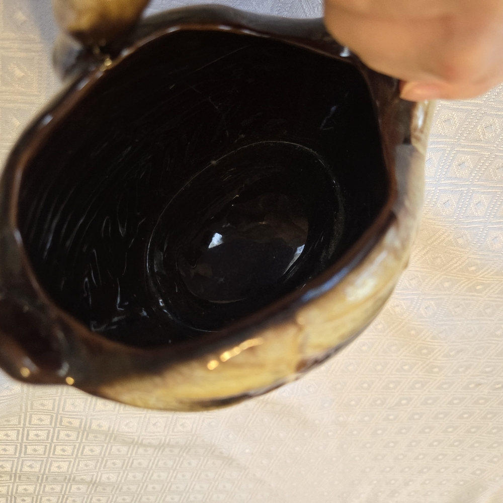 Beautiful Norcrest swan bowl flower vase brown and cream E789 never used - Picture 9 of 12